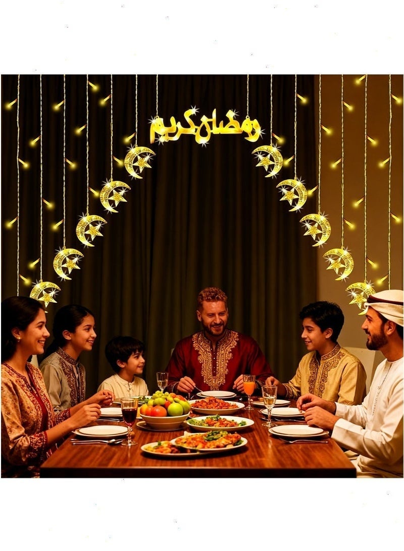 يواوليتي أضواء رمضان – أضواء زينة معلقة تعمل بالطاقة عبر USB بـ 8 أوضاع، زينة رمضان مثالية للمنزل وغرفة النوم والجدار والشرفة - Image 2